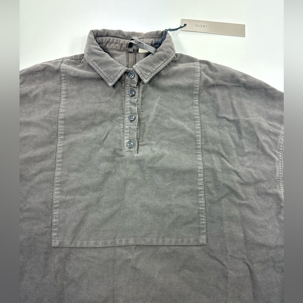 Damir Doma Silent Polo Shirt Dress Cap Sleeve Ash Gray Moleskin Cotton Jersey S - Picture 7 of 15